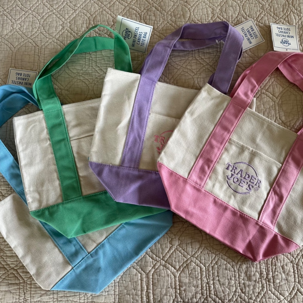 **Limited Edition** Trader Joe’s Mini Pastel Canvas Tote Bag